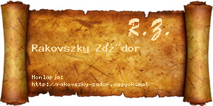 Rakovszky Zádor névjegykártya
